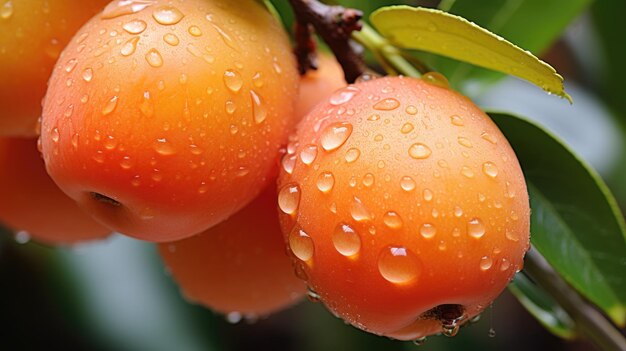 Closeup of a juicy ripe apricot with drops of dew