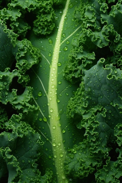 Photo closeup of kale leaves ai generated