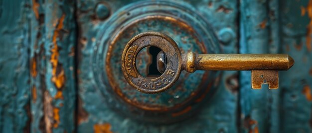 Photo closeup of key entering lock