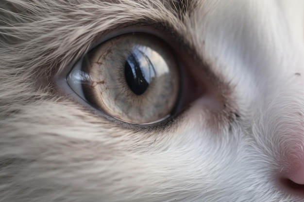 Closeup of kittens eyes focused on feather