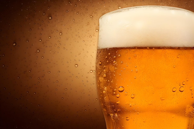 CloseUp of Lager Beer's Froth and Bubbles SoftFocused for Delicate Appeal