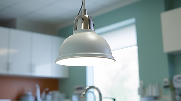 Photo closeup of the lamp in dental clinic interior of dentist office generative ai