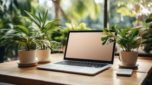 Closeup of a laptop and coffee