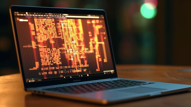 Closeup of laptop with circuit on screen Technology concept 3D Rendering