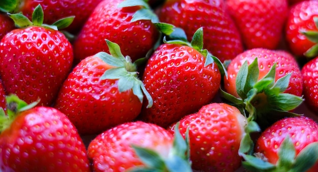 Closeup of a large number of strawberries Natural background