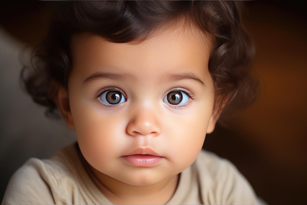 Closeup of latin baby with interesting face