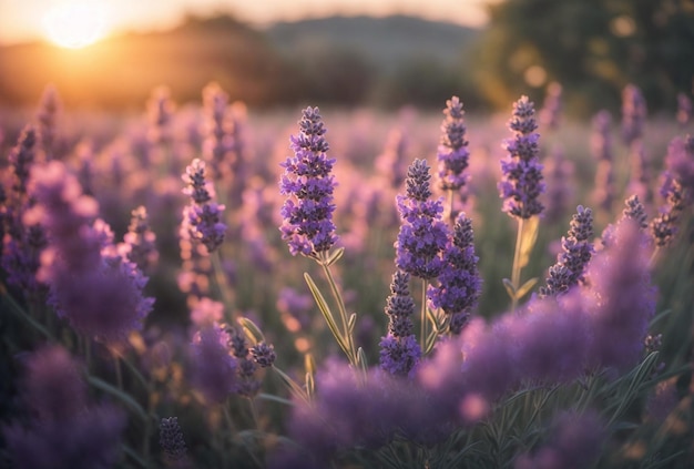 closeup of lavender flowers in the field