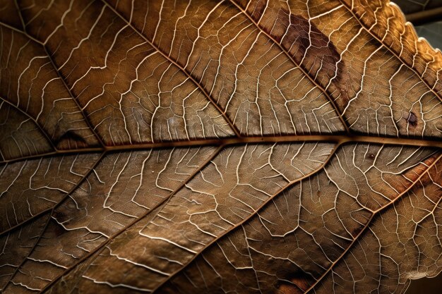 Closeup of leaf revealing intricate patterns and textures