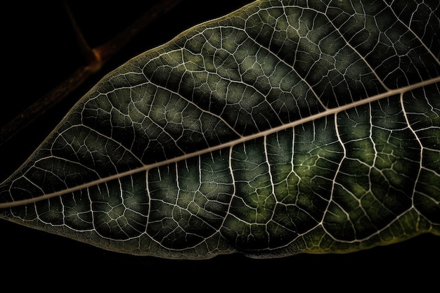 Closeup of leaf with intricate and delicate veins visible