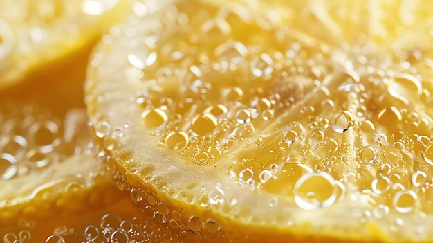 Closeup of a lemon wedge with water droplets The image is refreshing and vibrant and the water droplets add a touch of sparkle