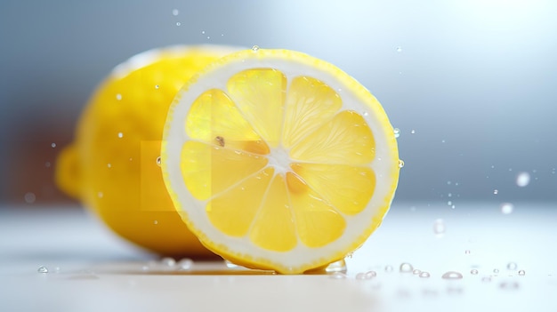 Closeup of lemonade against a white backdrop Generative AI