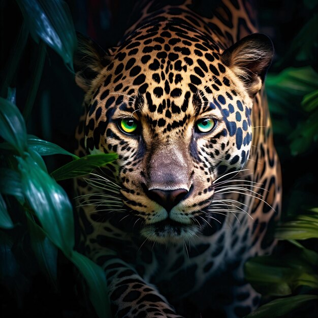closeup of leopard in the forest
