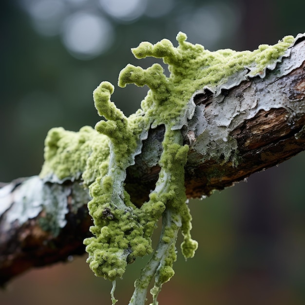 Closeup of Lichen on a Branch