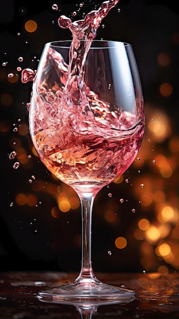 closeup of light red wine being poured into a glass