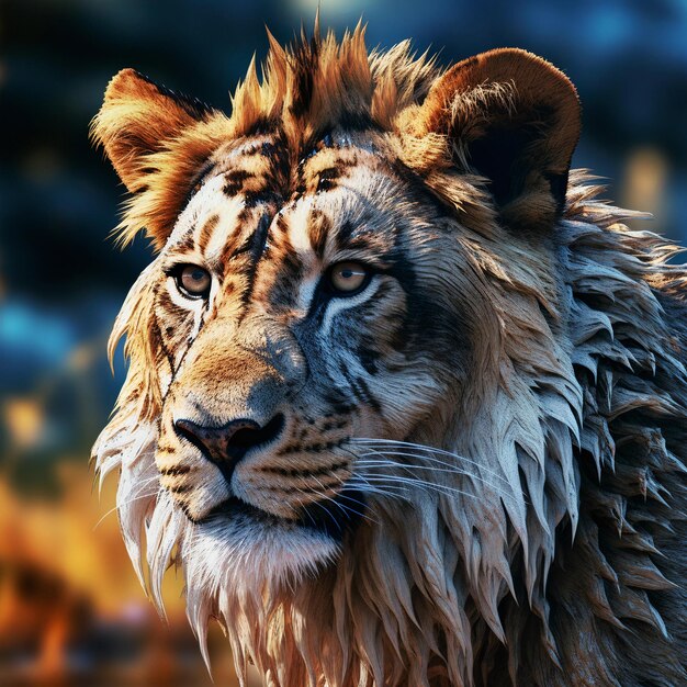 closeup of a lion