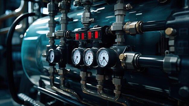 Photo closeup of a liquid cylinder's metering system on a ship