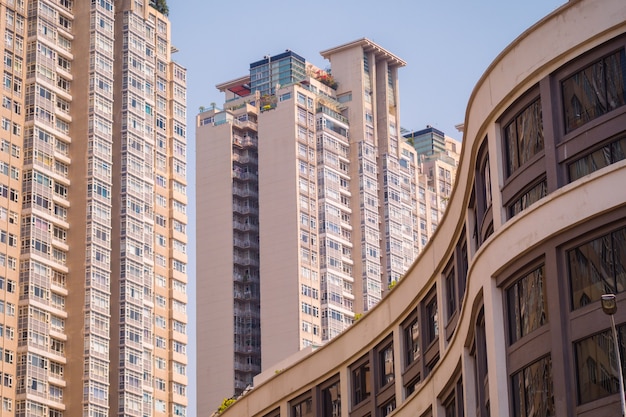 Closeup of living modern buildings