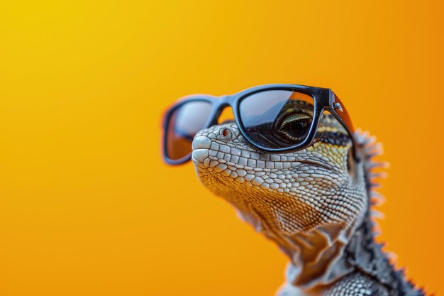 Closeup of Lizard With Sunglasses