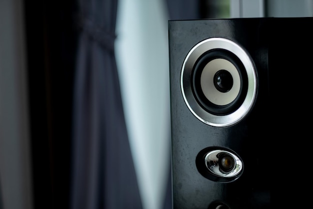 Photo closeup loudspeaker with blur background, sound, concert