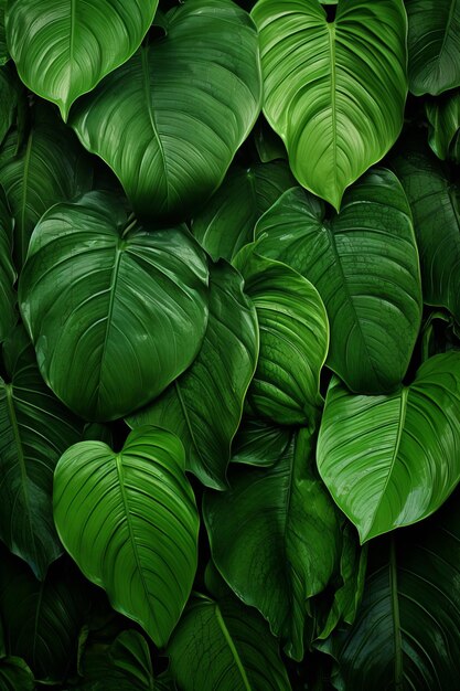 Closeup of lush green leaves