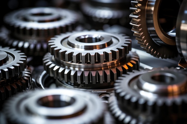 Closeup of machine gears in an automobile shop