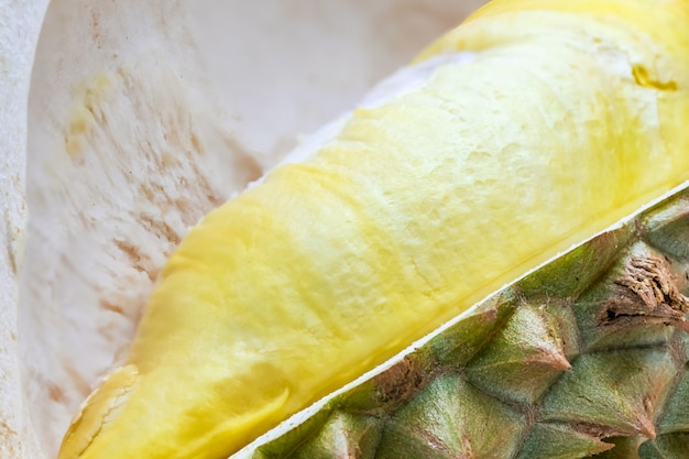 Photo closeup macro durian king of fruit inside