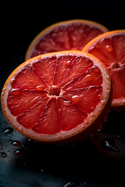 Closeup macro photography of grapefruit slices