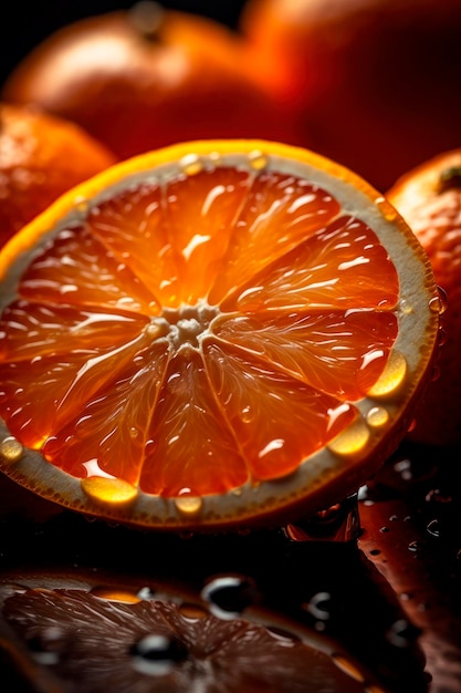 オレンジのスライスのクローズ アップ マクロ写真