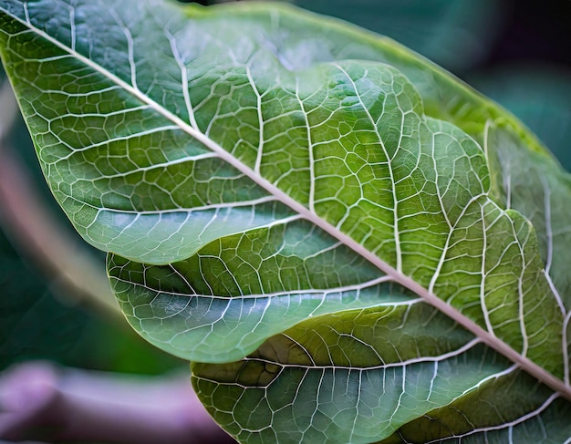 CloseUp Macro Shot of a Green Leaf