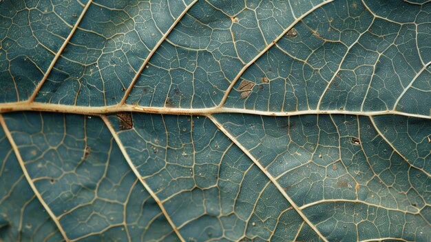 Photo closeup macro shot of a leafs intricate vein pattern