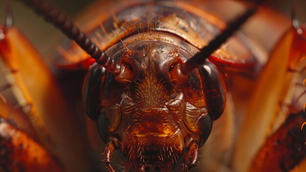 Closeup of a Madagascar hissing cockroach showcasing intricate details and textures