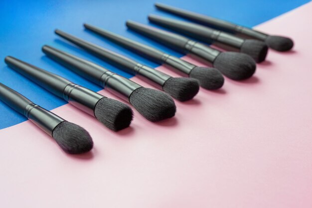 Closeup of makeup brushes