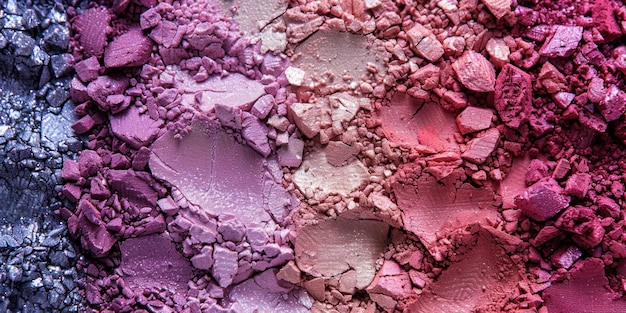 Photo a closeup of makeup powders in translucent and colored varieties arranged in a gradient