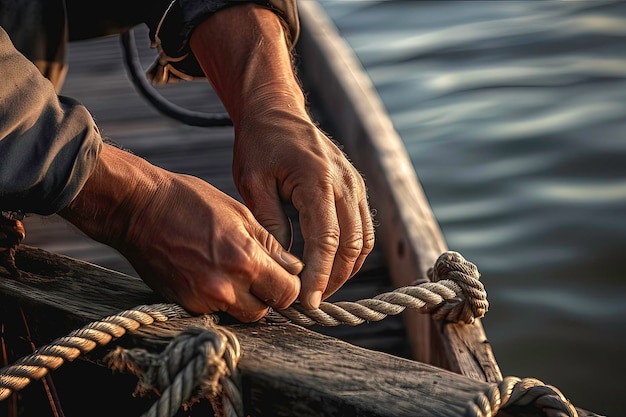 Closeup of a man on a boat