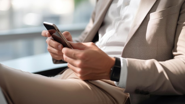 Closeup of a man holding a smartphone