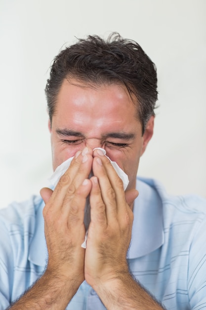 Closeup of a man suffering from cold