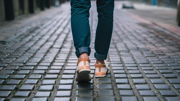 Closeup of man walking