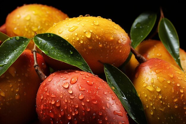 CloseUp of Mangoes with Water Droplets Mango image photography