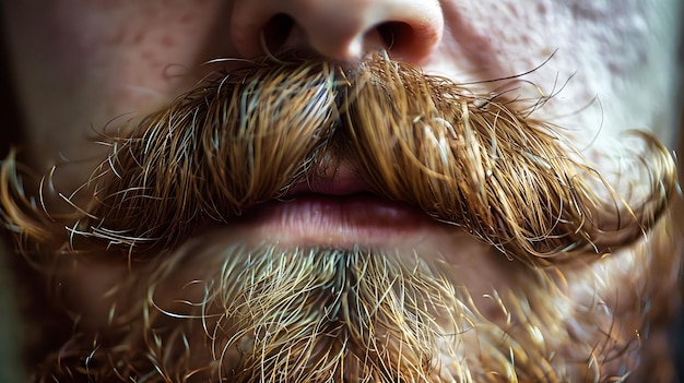 Photo a closeup of a mans face with a stylish moustache showcasing the intricate details of facial hair