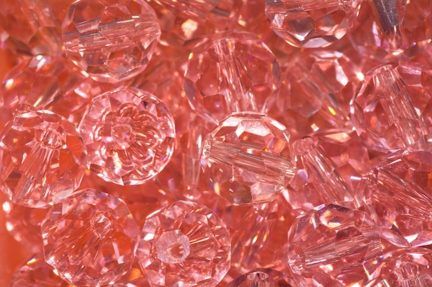 Closeup of many red round beads Bright luxury background