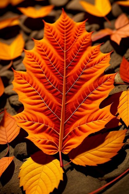 Closeup of maple leaves on tree during autumn