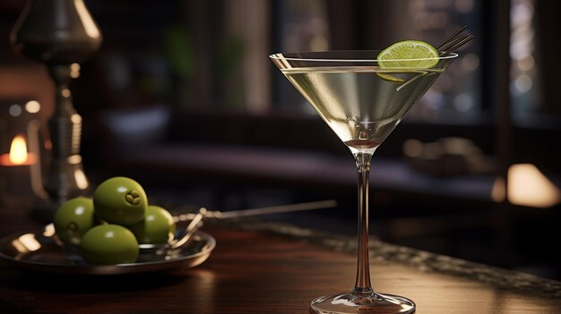 CloseUp of a Martini Glass on a Table