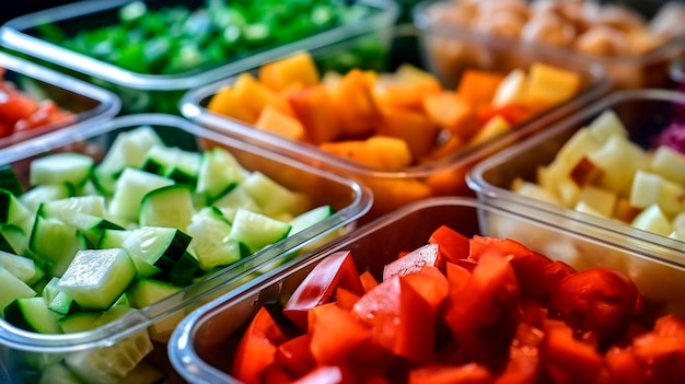 Closeup of meal prep with chopping and dicing in full swing Generative AI