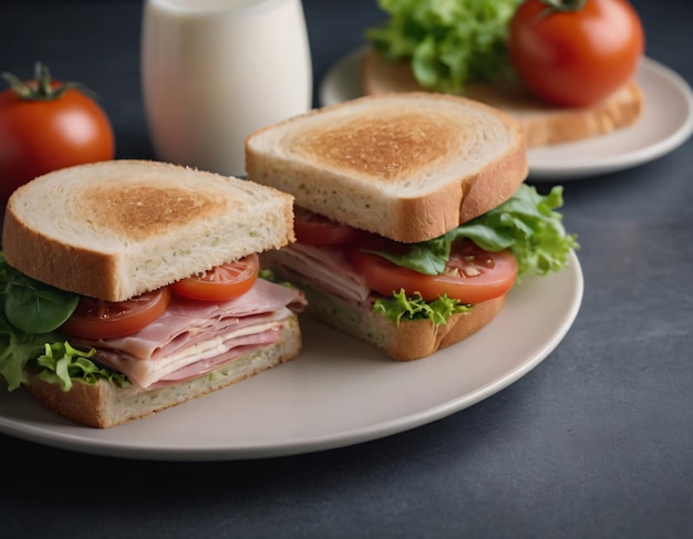 CloseUp of a Meat and Vegetable Sandwich Ensemble