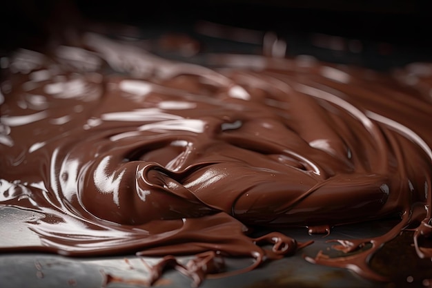 Closeup of melted chocolate ready to be used for baking