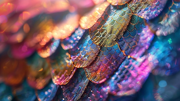 Closeup of a mermaids shimmering scale pattern