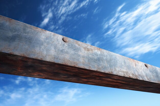 Closeup of Metal Beam Against Blue Sky