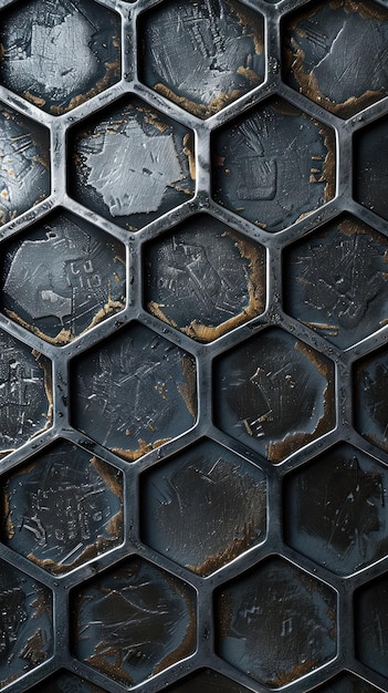 CloseUp of Metal Hexagonal Structure