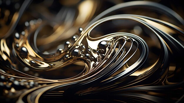 Photo closeup metal texture swirling glowing shiny and reflective