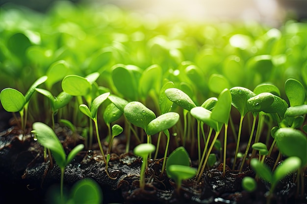 Closeup of microgreens sprouts Generative AI